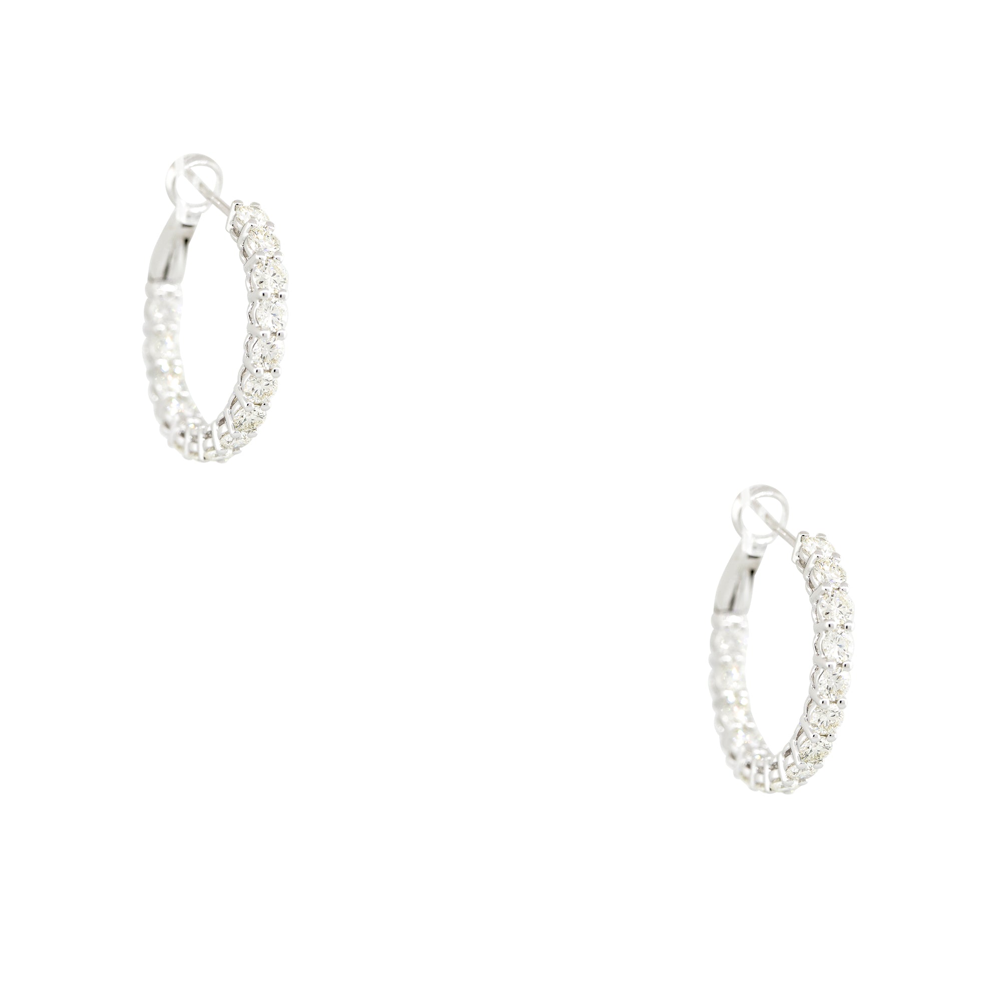 14k White Gold 2.57ctw Diamond Inside Out Hoop Earrings