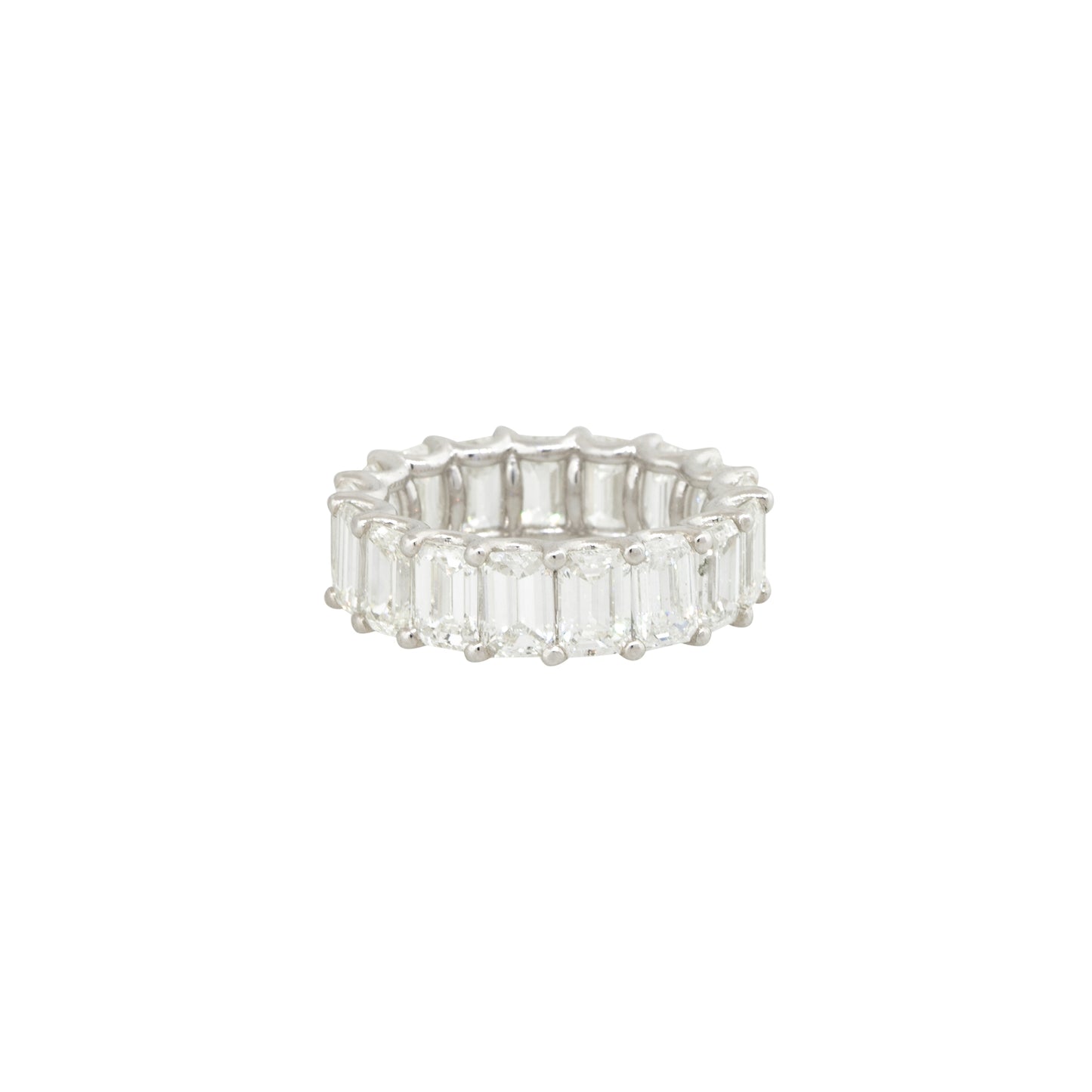 Platinum 8.29ctw Emerald Cut Diamond Eternity Band