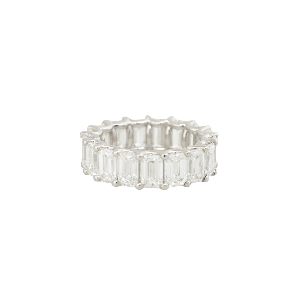 Platinum 8.29ctw Emerald Cut Diamond Eternity Band
