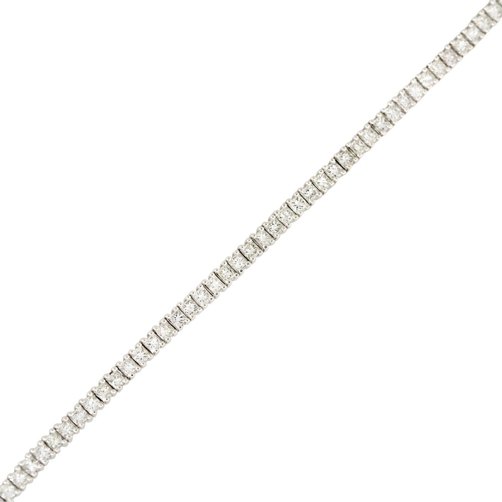 14k White Gold 4.67ctw Princess Cut Diamond Tennis Bracelet