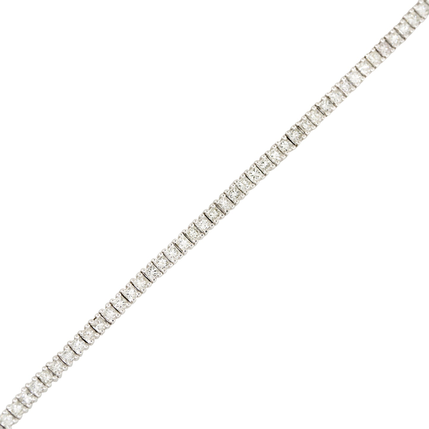 14k White Gold 4.67ctw Princess Cut Diamond Tennis Bracelet
