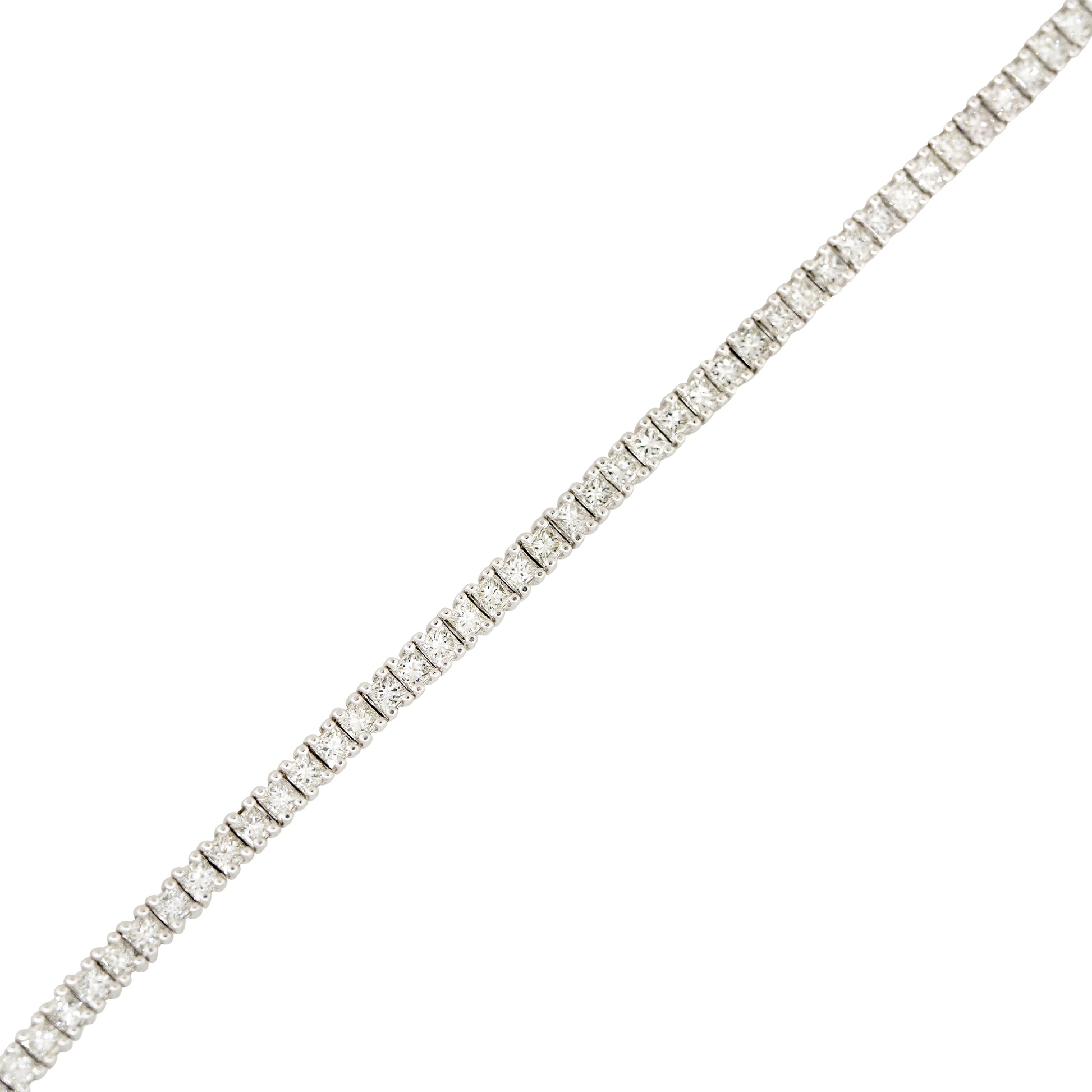 14k White Gold 4.67ctw Princess Cut Diamond Tennis Bracelet