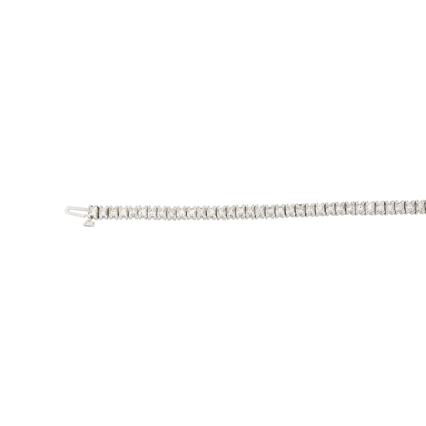 14k White Gold 4.67ctw Princess Cut Diamond Tennis Bracelet