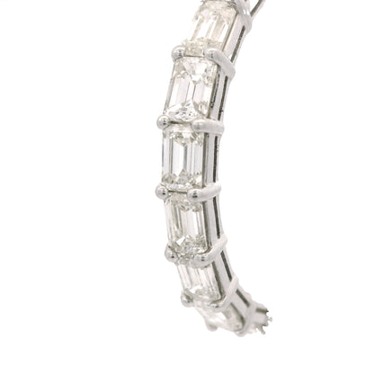 18k White Gold Natural 5.70 Carat Emerald Cut Diamond Inside Out Hoop Earrings