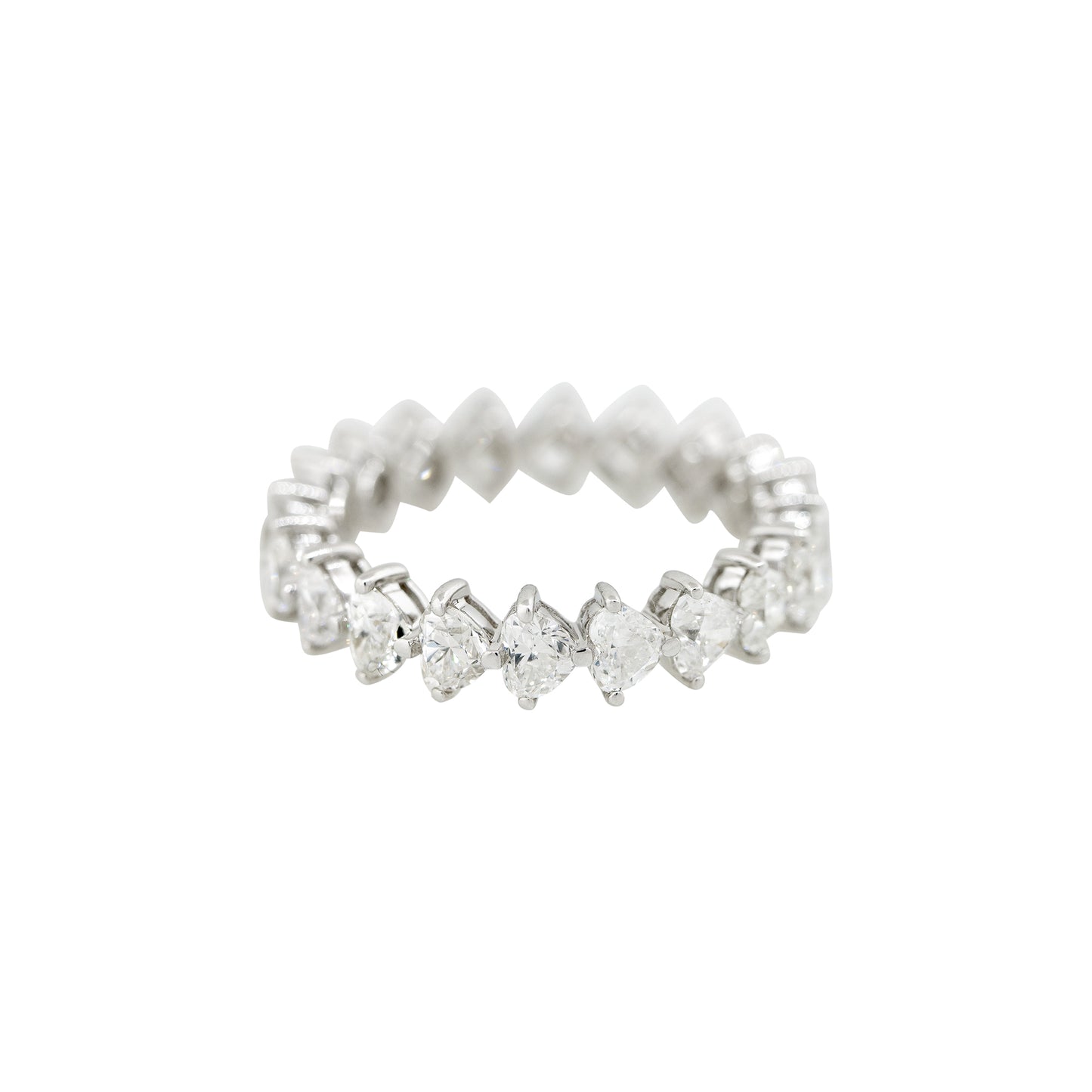 18k White Gold 2.86ctw Heart Shaped Diamond Eternity Band