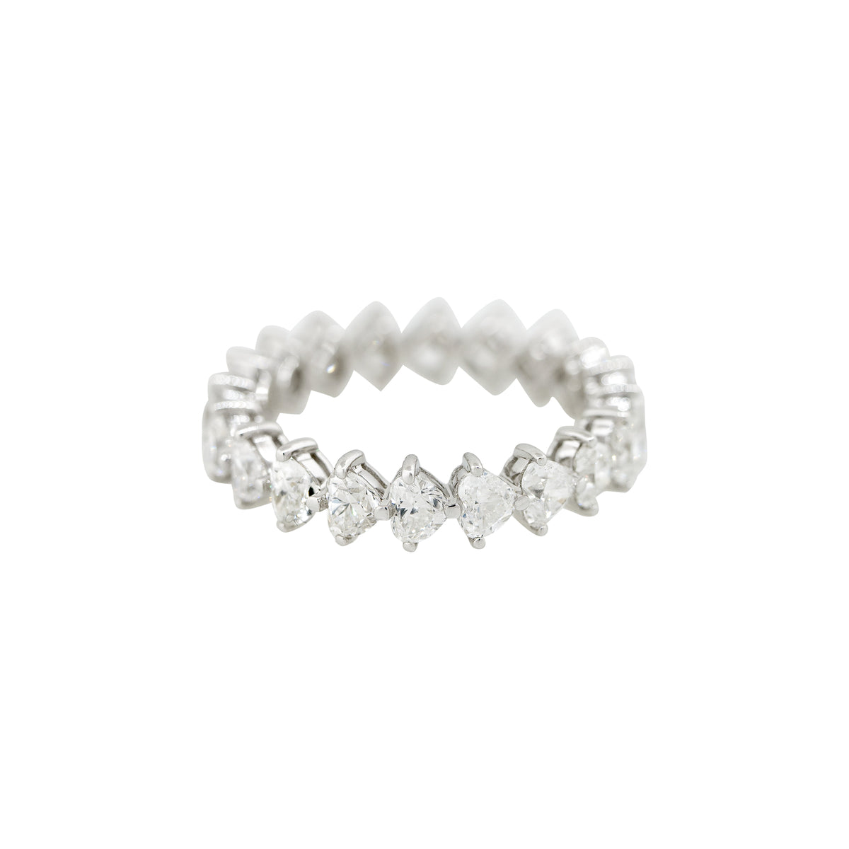 18k White Gold 2.86ctw Heart Shaped Diamond Eternity Band