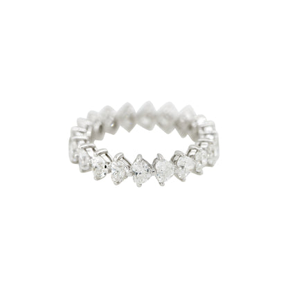 18k White Gold 2.86ctw Heart Shaped Diamond Eternity Band