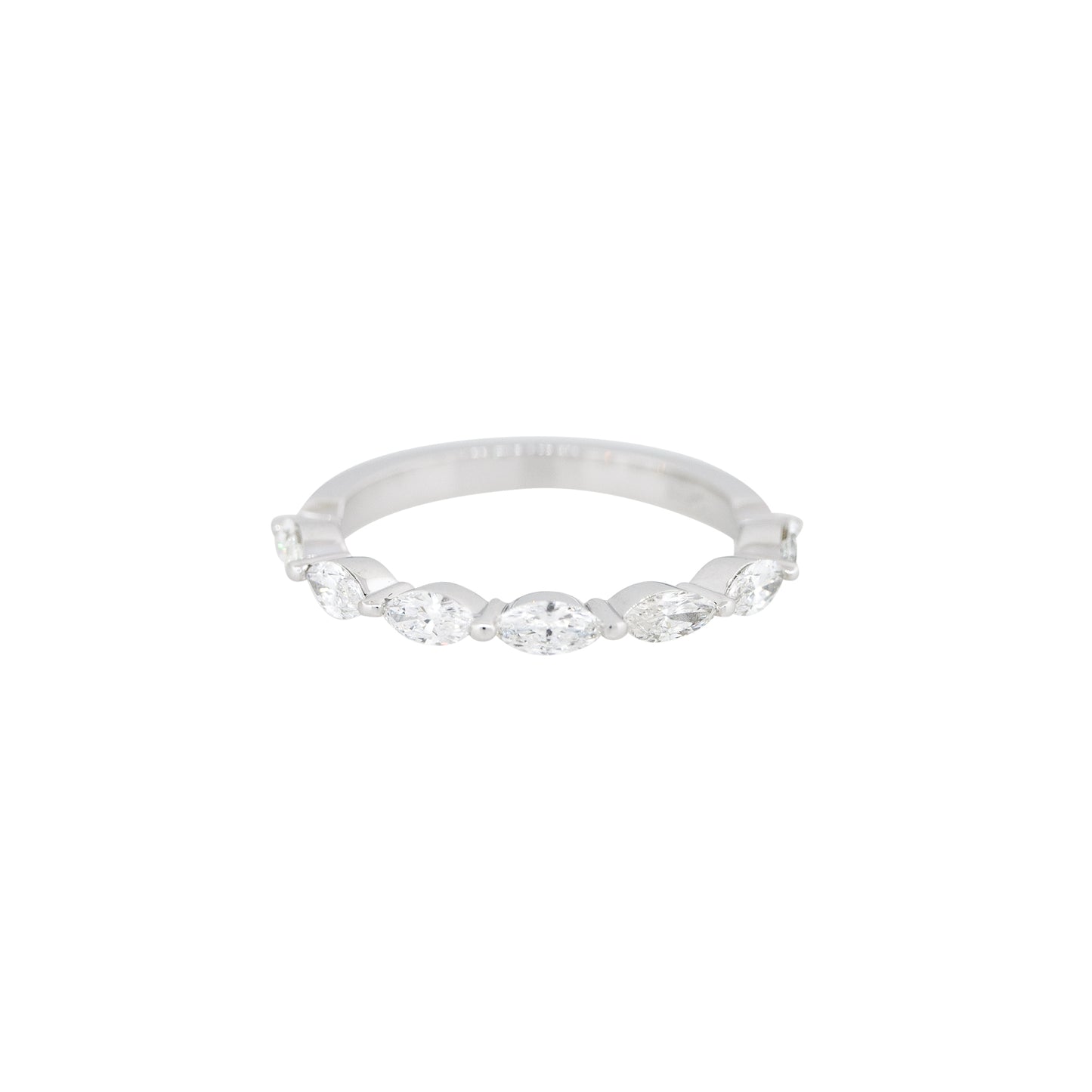 14k White Gold 0.75ctw Marquise Cut Diamond Half Way Band
