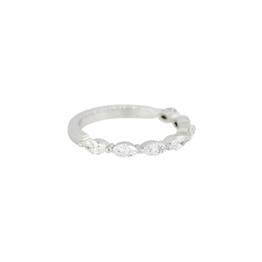 14k White Gold 0.75ctw Marquise Cut Diamond Half Way Band