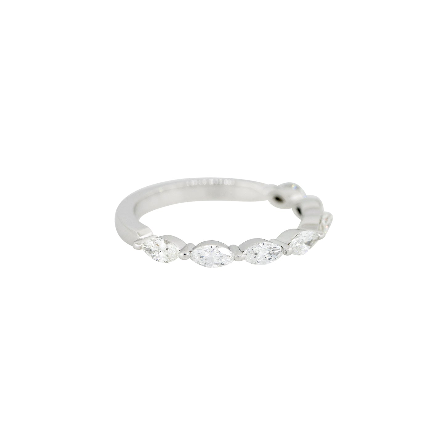 14k White Gold 0.75ctw Marquise Cut Diamond Half Way Band
