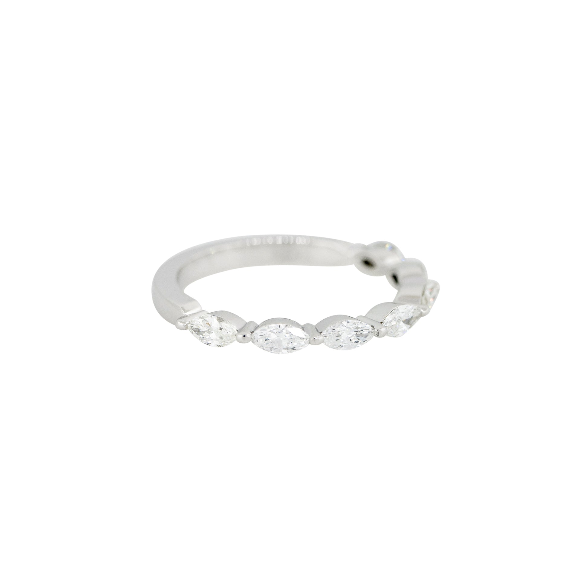 14k White Gold 0.75ctw Marquise Cut Diamond Half Way Band