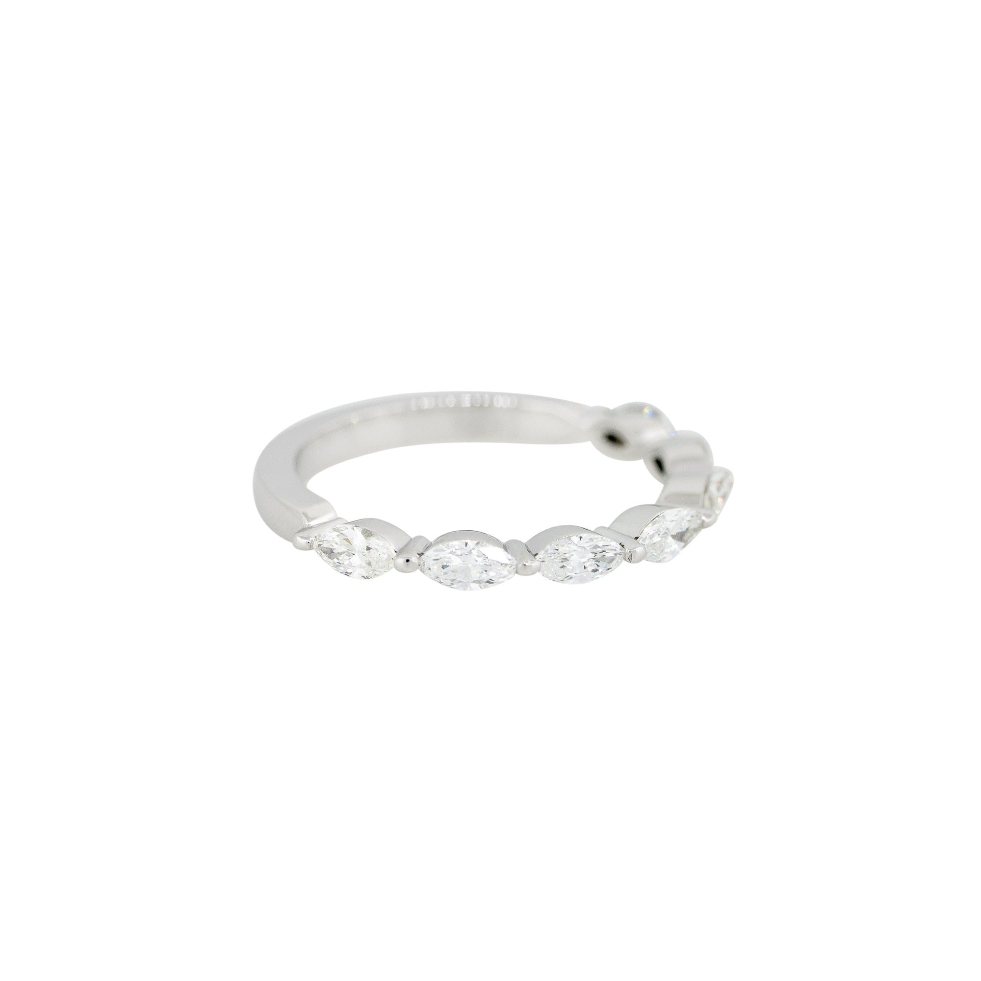 14k White Gold 0.75ctw Marquise Cut Diamond Half Way Band