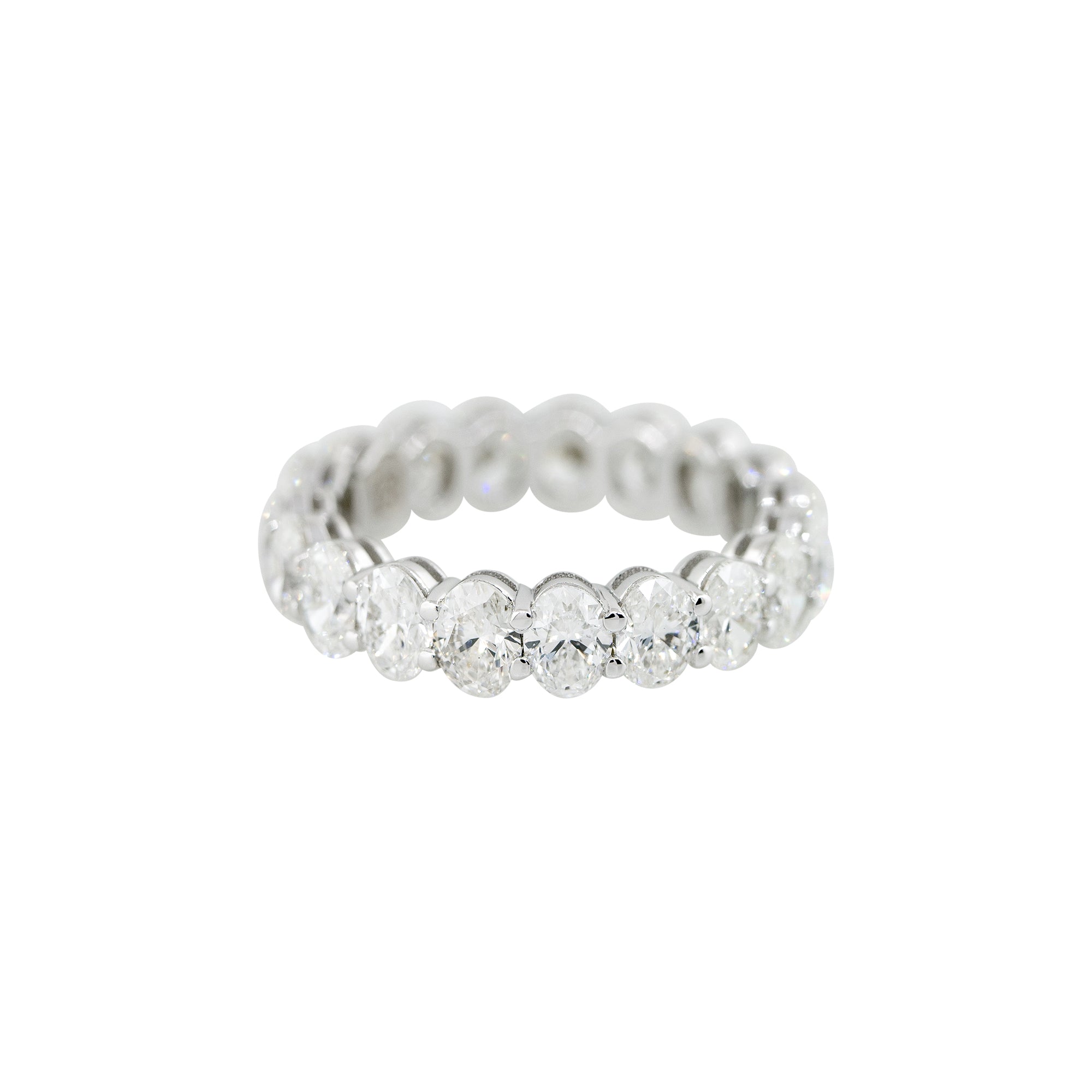 18k White Gold 4.61ctw Oval Cut Diamond Eternity Band