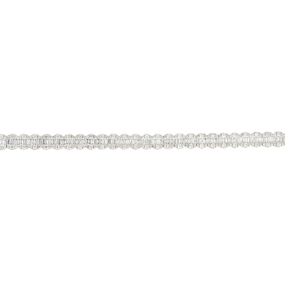 18k White Gold 6.5ctw Round Brilliant and Baguette Cut Diamond Bracelet