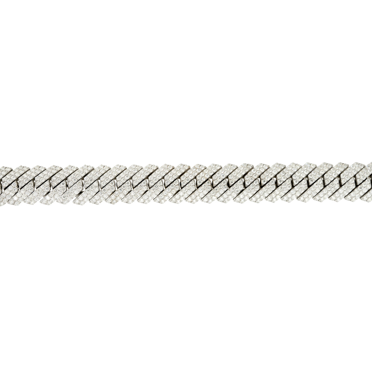 10k White Gold 18.18ctw Pave Diamond 15mm Cuban Link Men's Bracelet