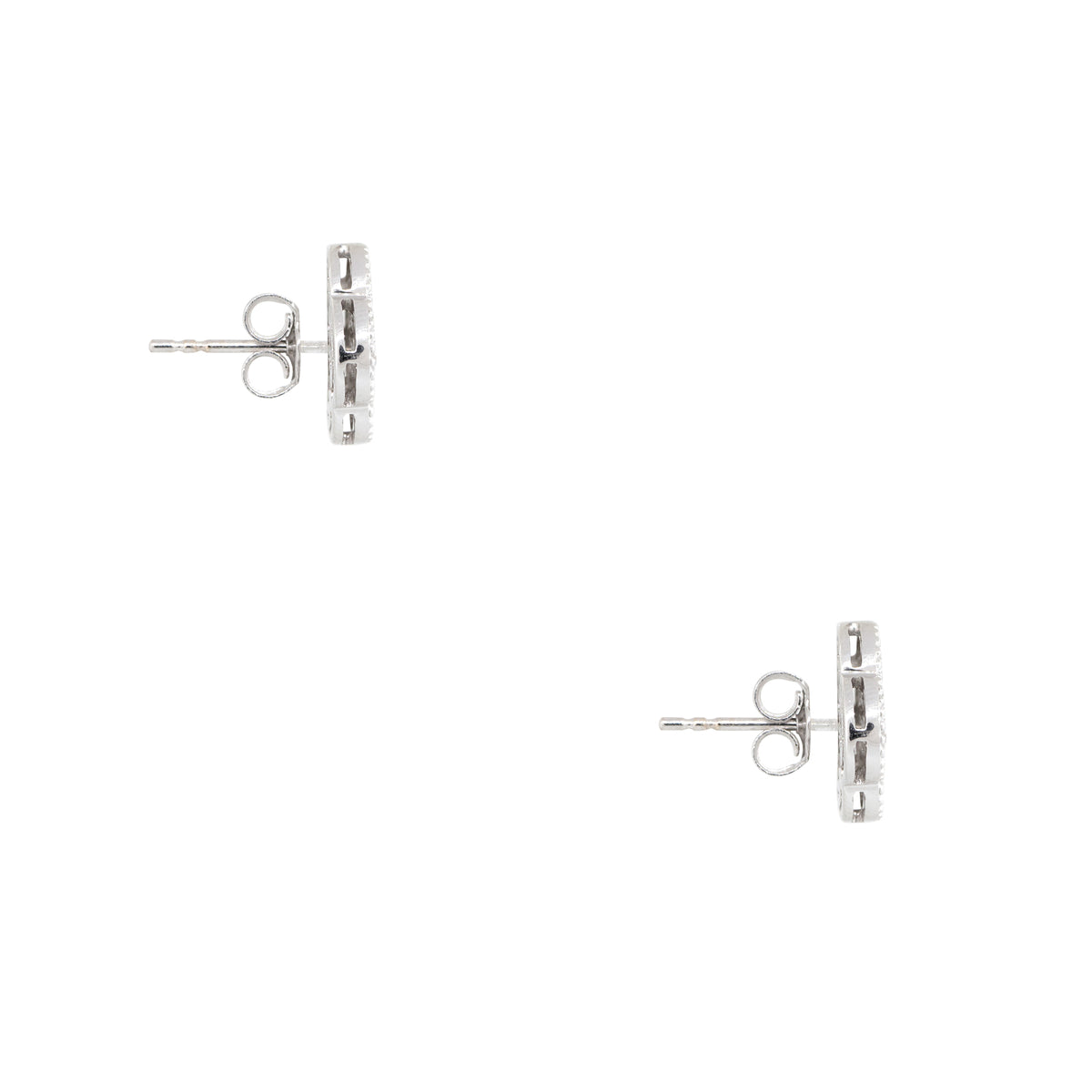 14k White Gold 0.51ctw Pave Diamond Clover Stud Earrings