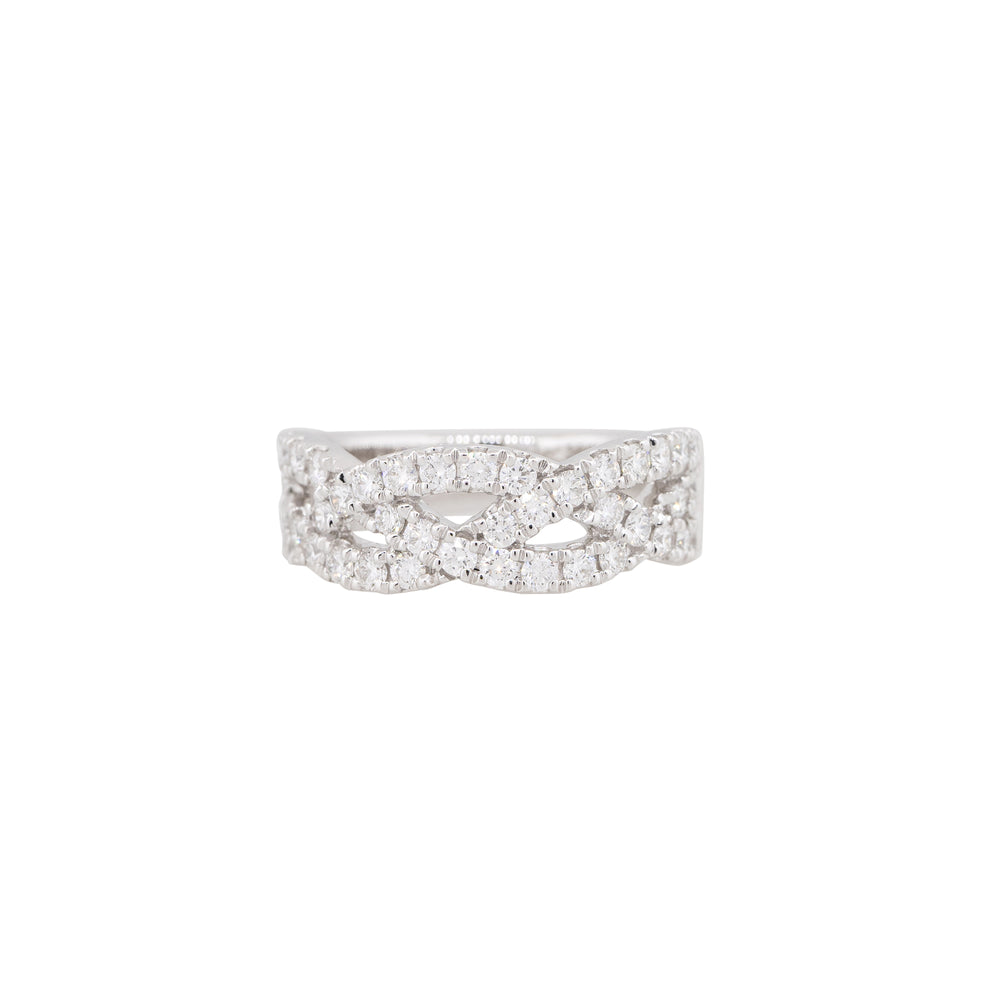 14k White Gold 1.0ctw Round Brilliant Diamond Braided Band Ring