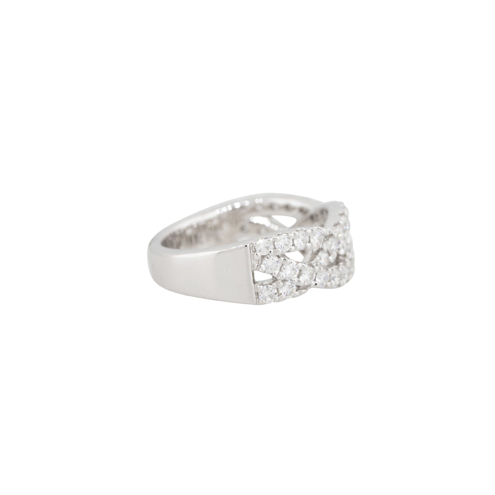 14k White Gold 1.0ctw Round Brilliant Diamond Braided Band Ring