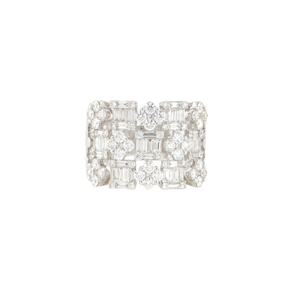 18k White Gold 2.3ctw Baguette & Round Brilliant Diamond Open Work Ring