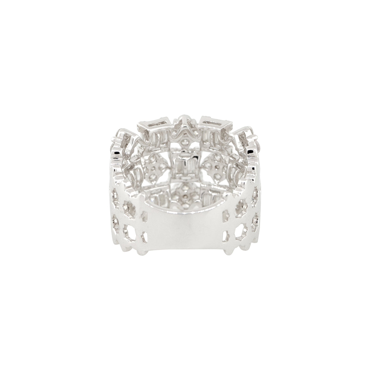18k White Gold 2.3ctw Baguette & Round Brilliant Diamond Open Work Ring