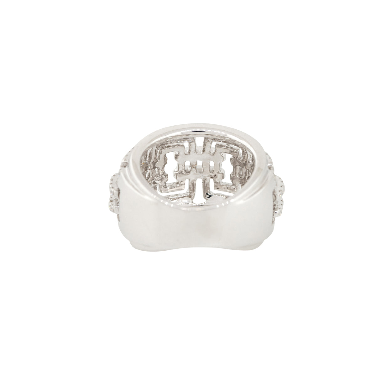 18k White Gold 1.43ctw Diamond Rectangular Open Work Band Ring