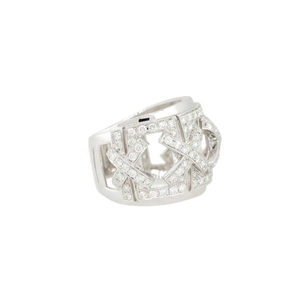 18k White Gold 1.56ctw Wide Pave Diamond "X" Band Ring