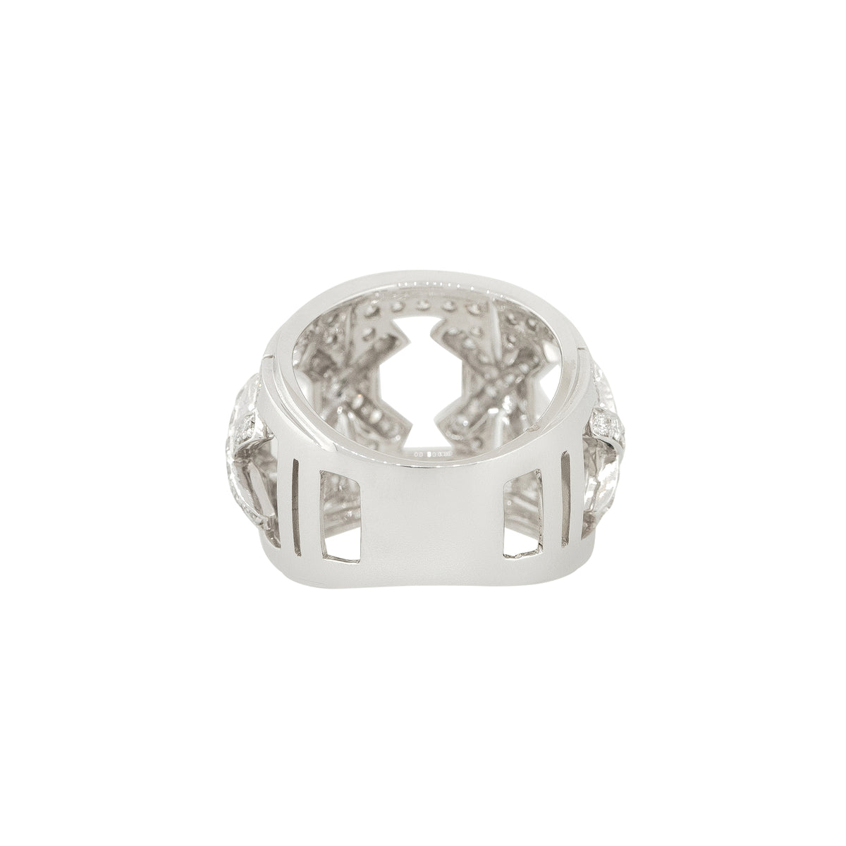 18k White Gold 1.56ctw Wide Pave Diamond "X" Band Ring