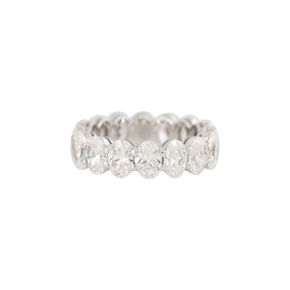 18k White Gold 6.26ctw Oval Cut Diamond Eternity Band