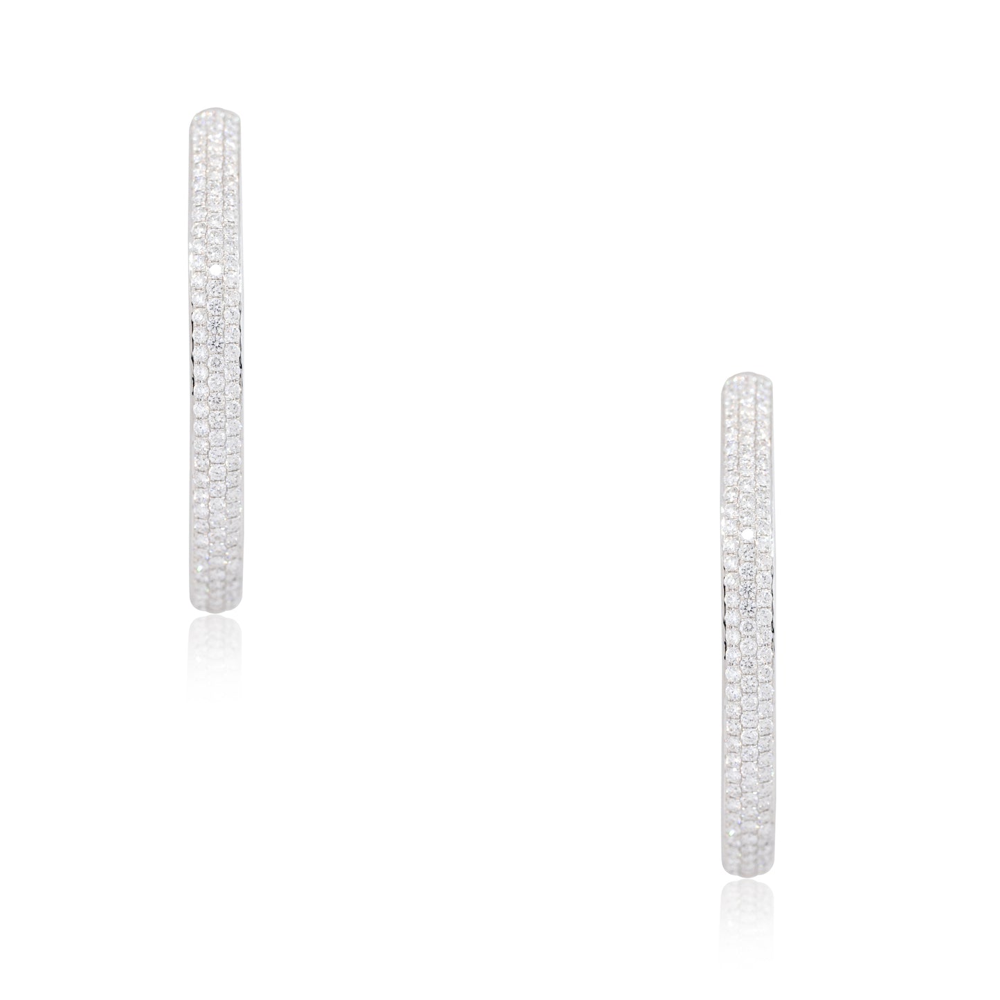 18k White Gold 5.94ct Pave Diamond Inside-Out Oval Hoop Earrings