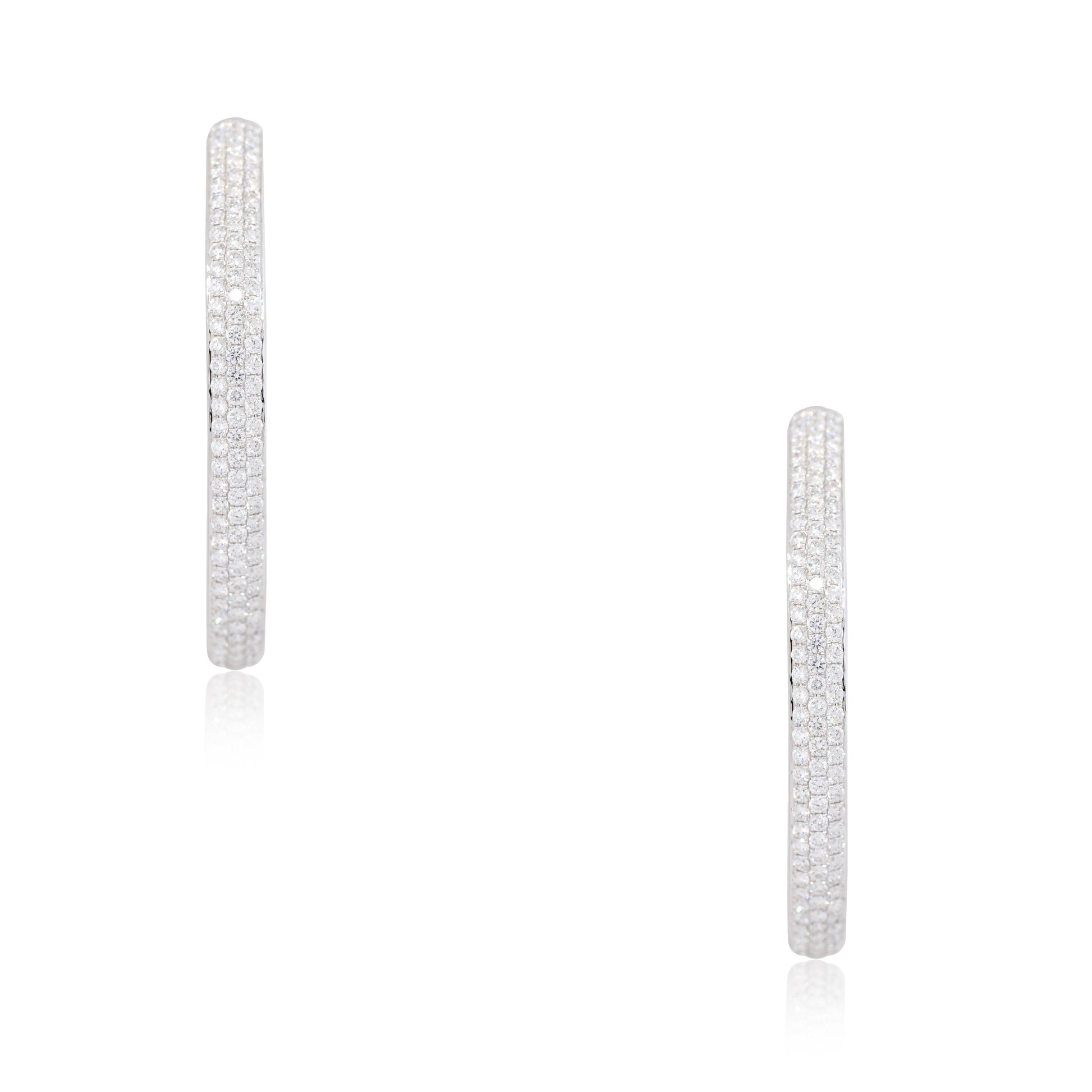 18k White Gold 5.94ct Pave Diamond Inside-Out Oval Hoop Earrings