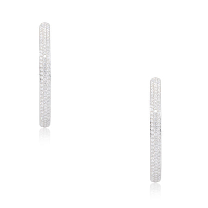 18k White Gold 5.94ct Pave Diamond Inside-Out Oval Hoop Earrings