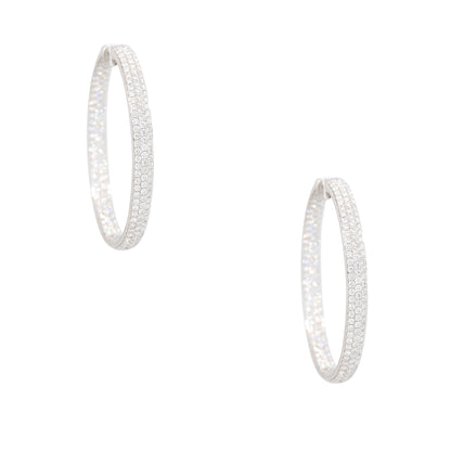 18k White Gold 5.94ct Pave Diamond Inside-Out Oval Hoop Earrings
