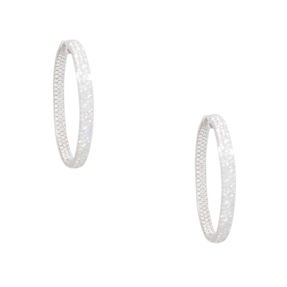 18k White Gold 5.94ct Pave Diamond Inside-Out Oval Hoop Earrings