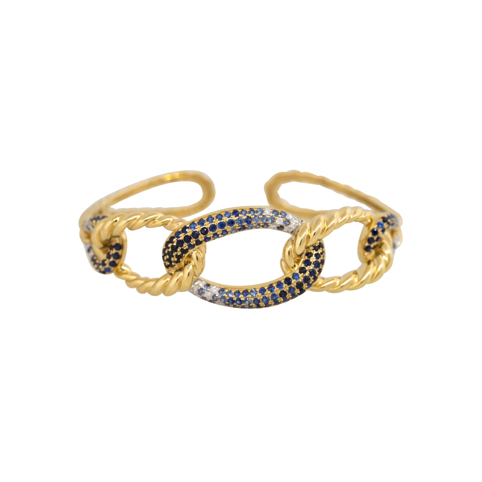 18k Yellow Gold 2.11ct Sapphire and 0.27ct Diamond Link Bracelet