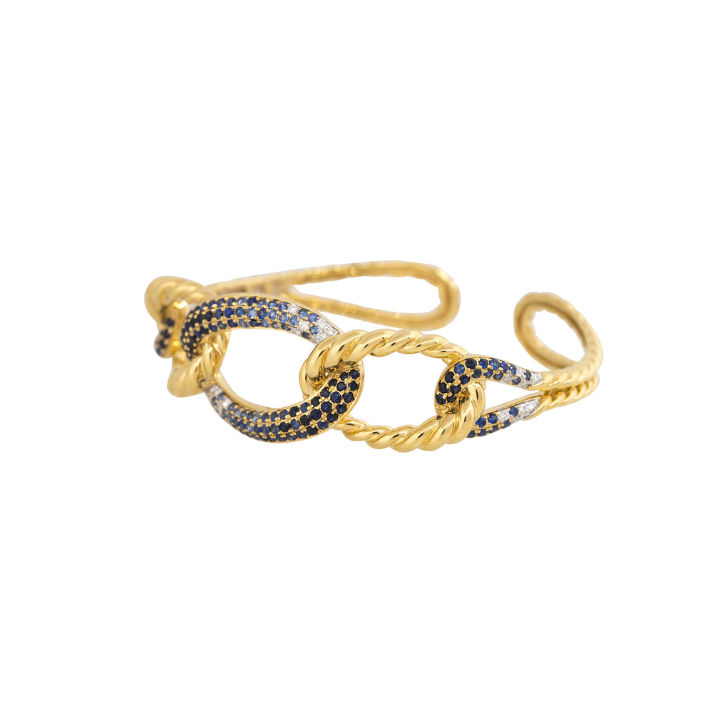 18k Yellow Gold 2.11ct Sapphire and 0.27ct Diamond Link Bracelet