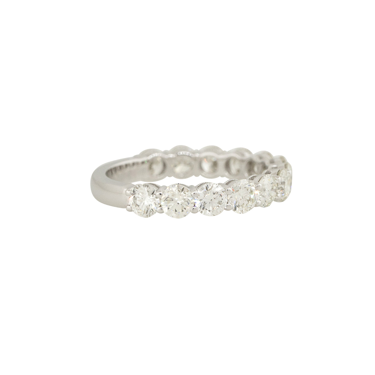 14k White Gold 2.10ctw Round Brilliant Diamond 3/4 Wedding Band