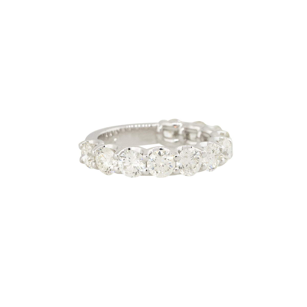 14k White Gold 3.13ctw Round Brilliant Diamond 3/4 Wedding Band 