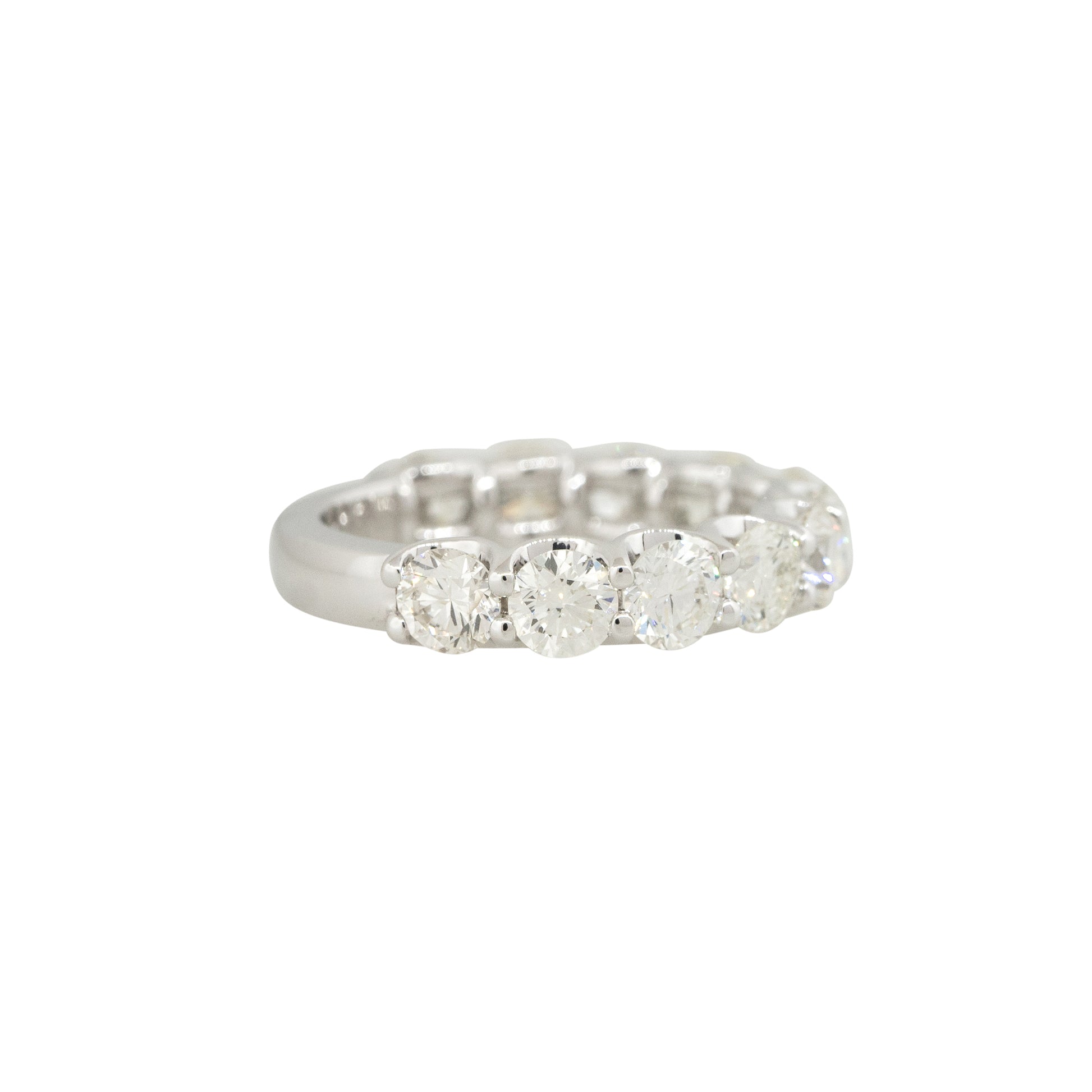 14k White Gold 3.13ctw Round Brilliant Diamond 3/4 Wedding Band 