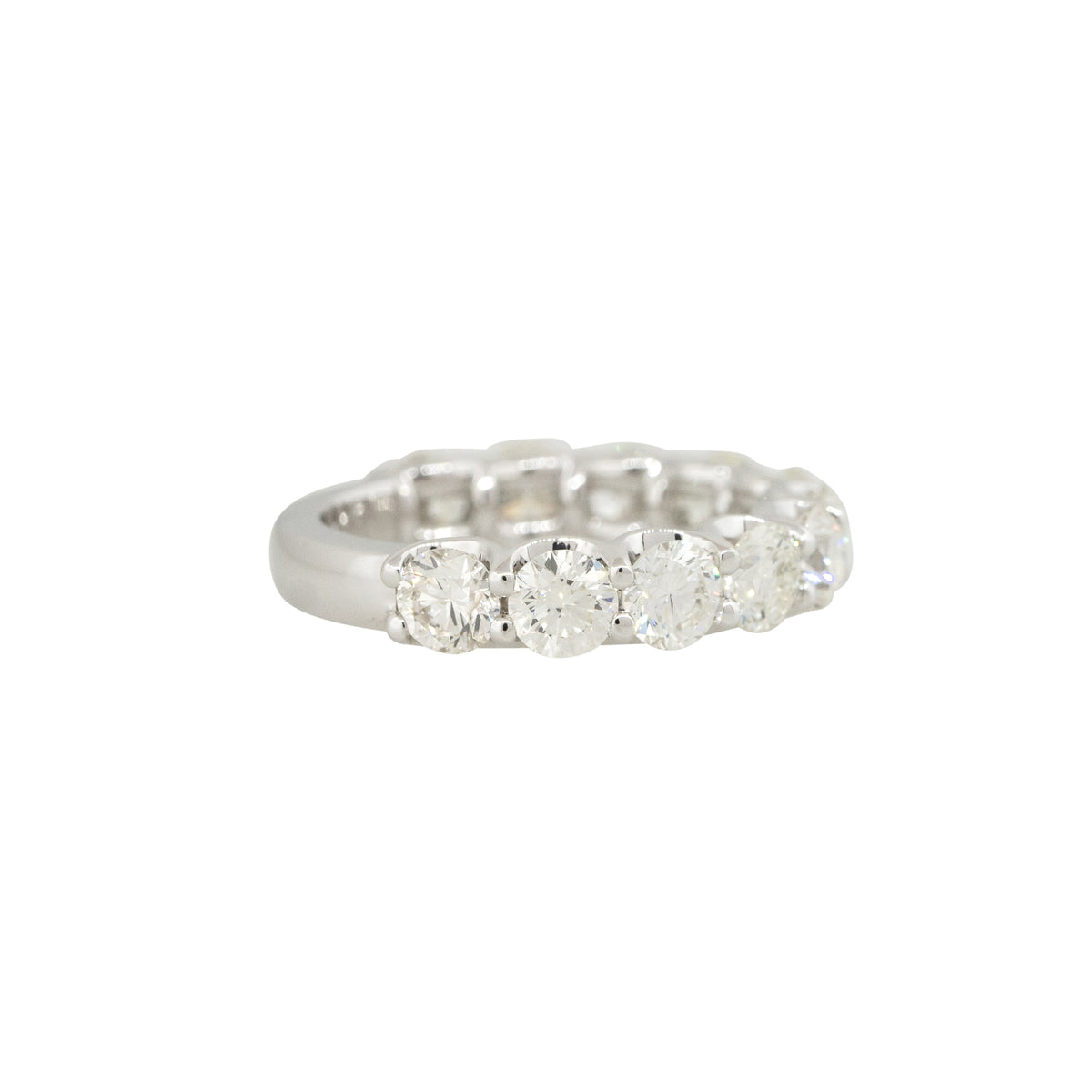 14k White Gold 3.13ctw Round Brilliant Diamond 3/4 Wedding Band 