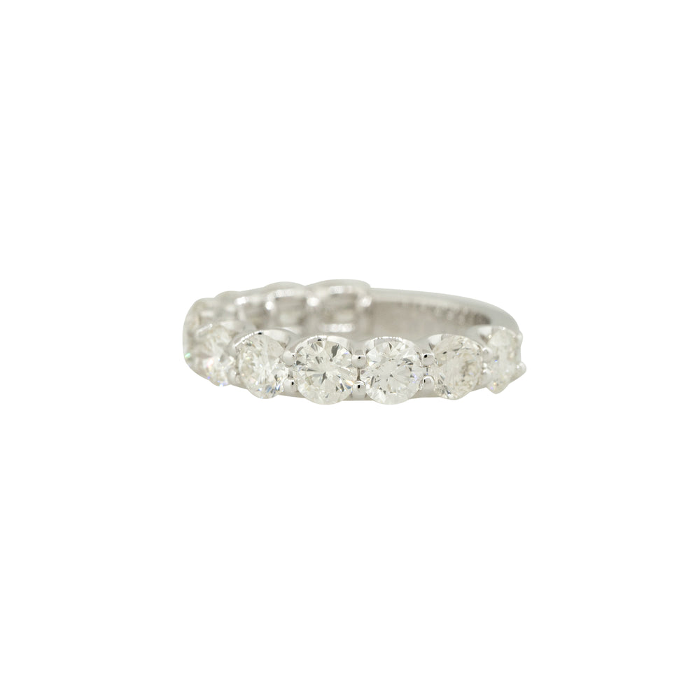 14k White Gold 3.13ctw Round Brilliant Diamond 3/4 Wedding Band 
