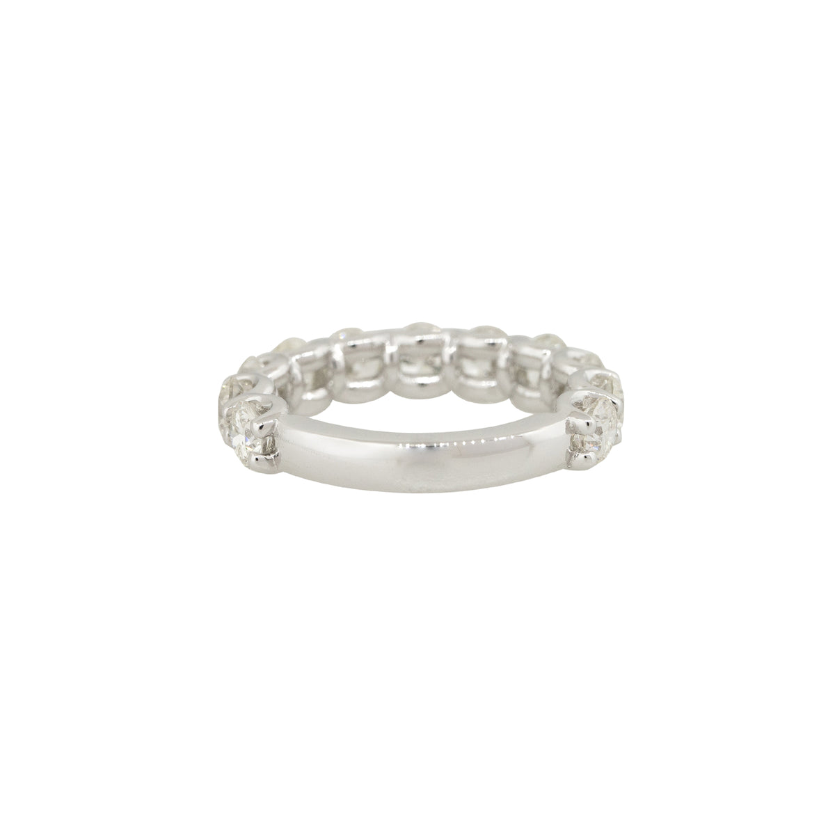 14k White Gold 3.13ctw Round Brilliant Diamond 3/4 Wedding Band 