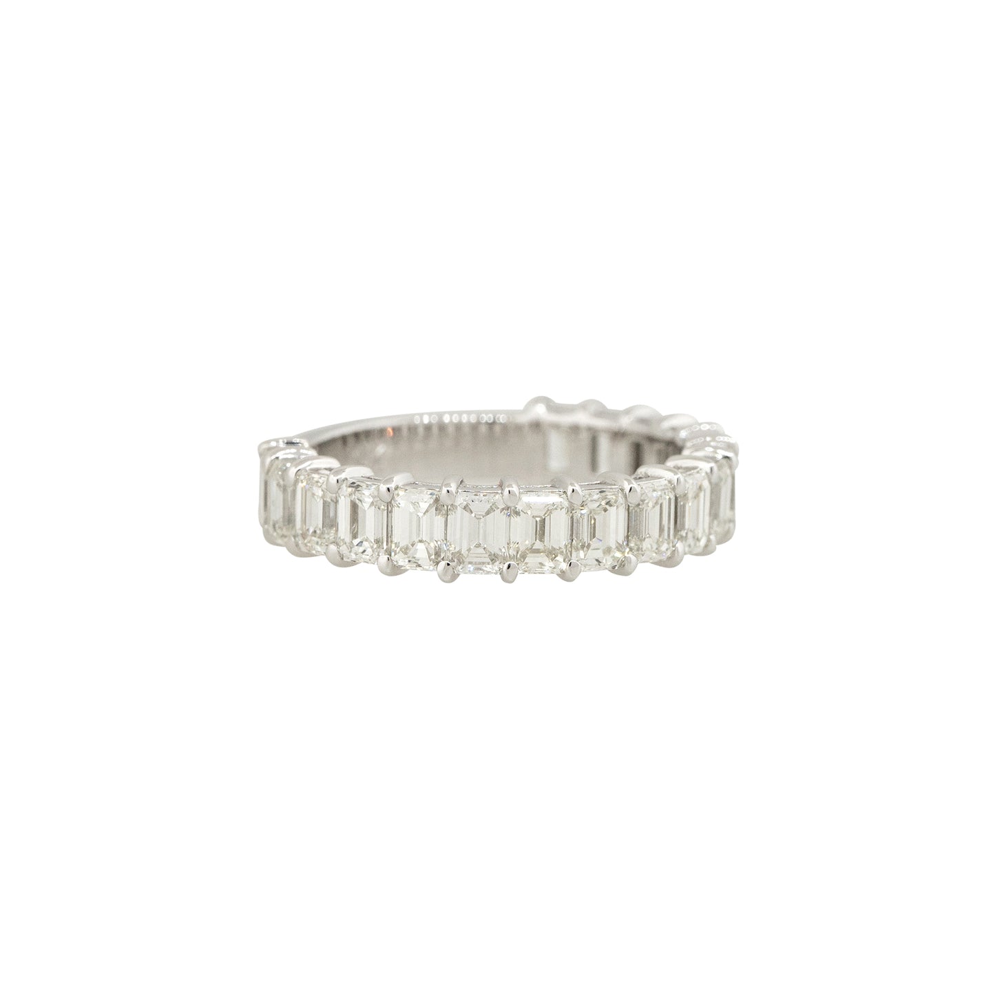 14k White Gold 2.92ctw Emerald Cut Diamond 3/4 Wedding Band