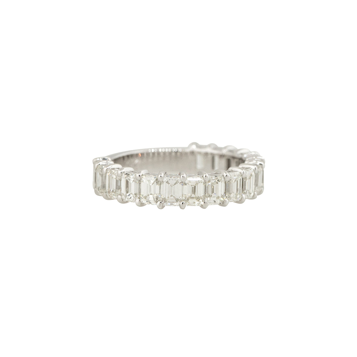 14k White Gold 2.92ctw Emerald Cut Diamond 3/4 Wedding Band