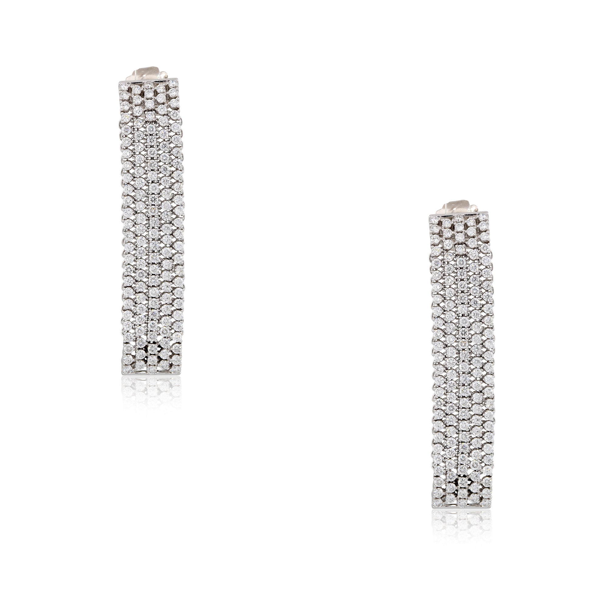 18k White Gold 5.51ctw Diamond 5-Row Drop Earrings