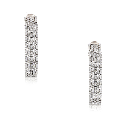 18k White Gold 5.51ctw Diamond 5-Row Drop Earrings