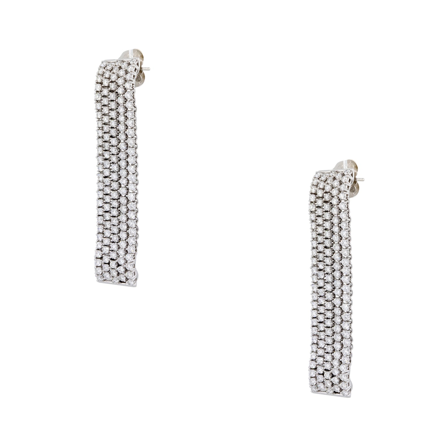 18k White Gold 5.51ctw Diamond 5-Row Drop Earrings