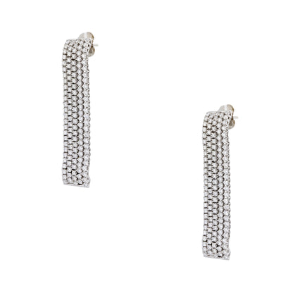 18k White Gold 5.51ctw Diamond 5-Row Drop Earrings