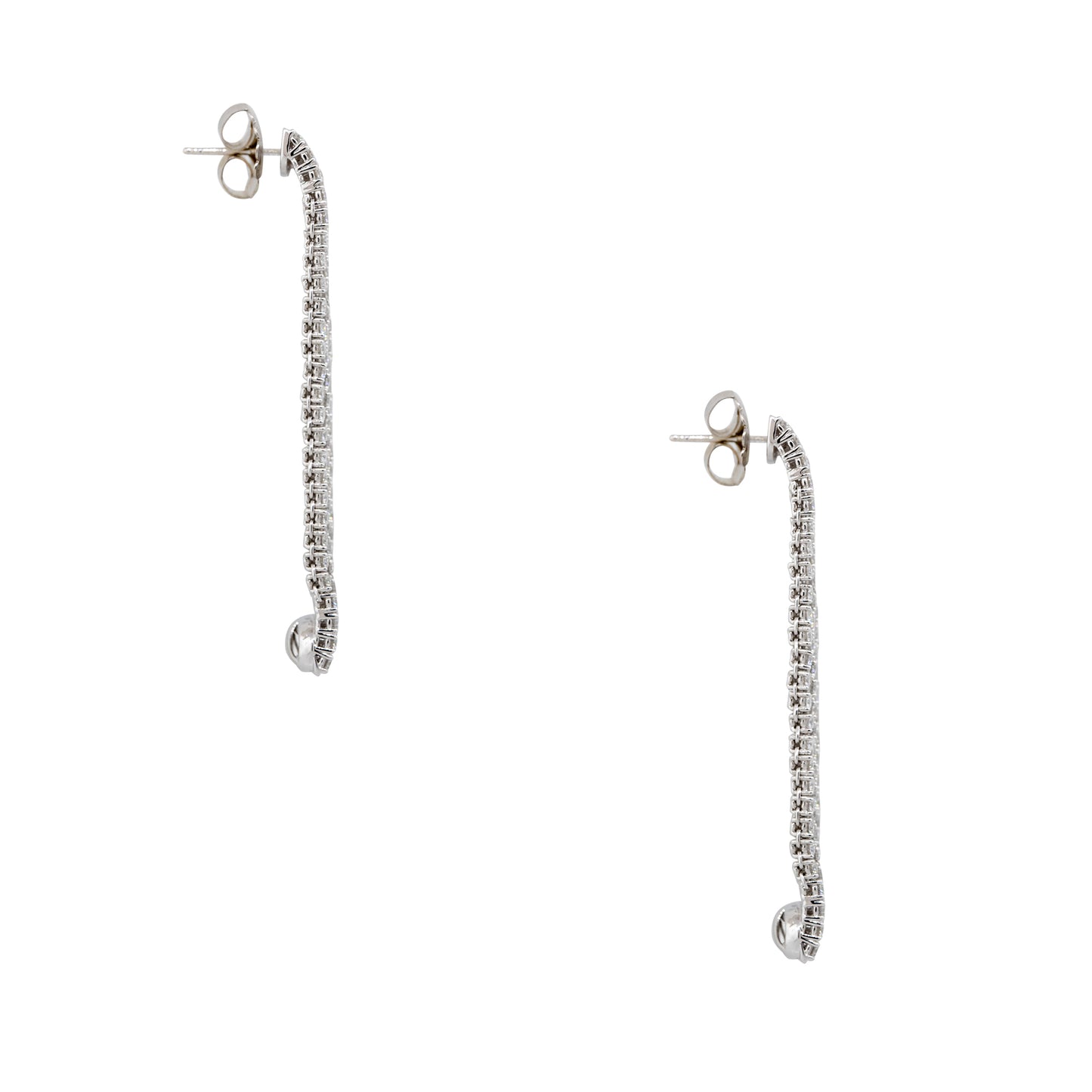 18k White Gold 5.51ctw Diamond 5-Row Drop Earrings