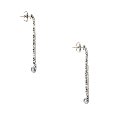18k White Gold 5.51ctw Diamond 5-Row Drop Earrings