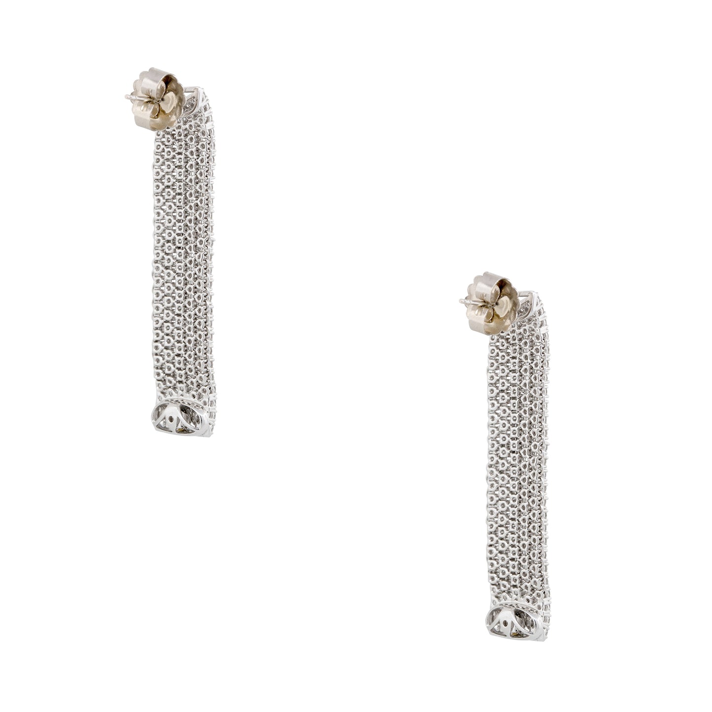 18k White Gold 5.51ctw Diamond 5-Row Drop Earrings